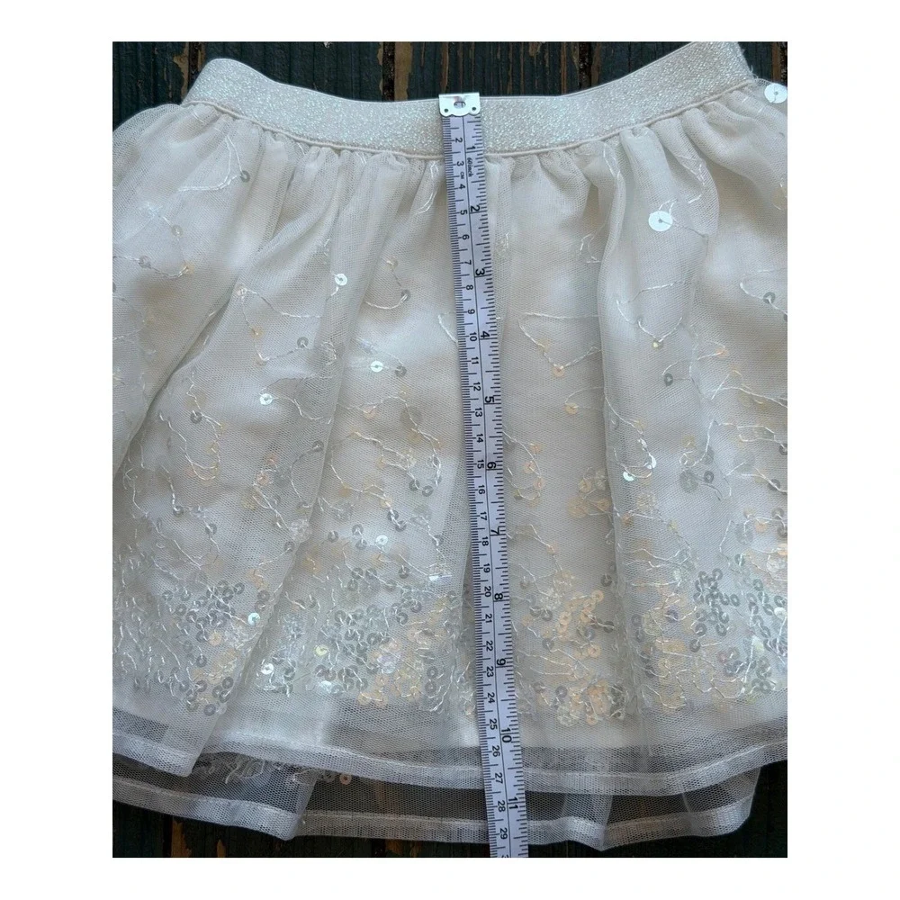 The Childrens Place Girls White Sequin Tulle Skirt Size XS 4 Tutu Party Dress Up